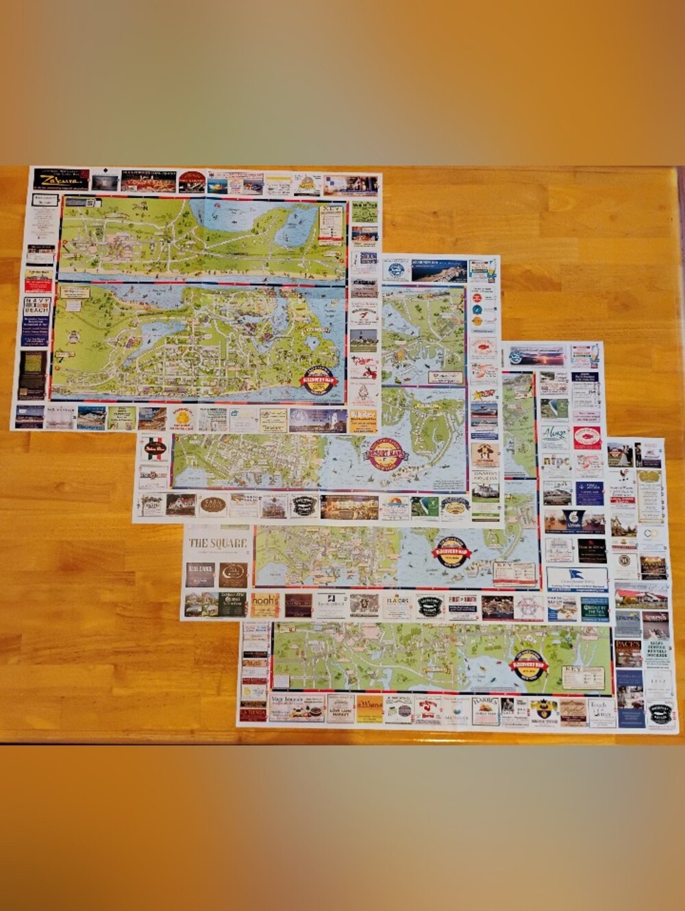 Retro Long Island Map Lot • Montauk Hamptons North Fork • Set of 4